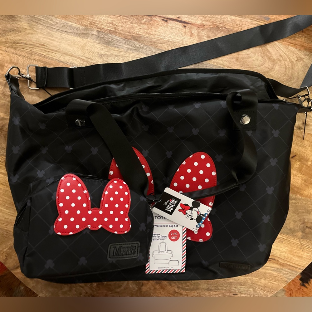 Disney Minnie Mouse Black and Red Travel Bag Set